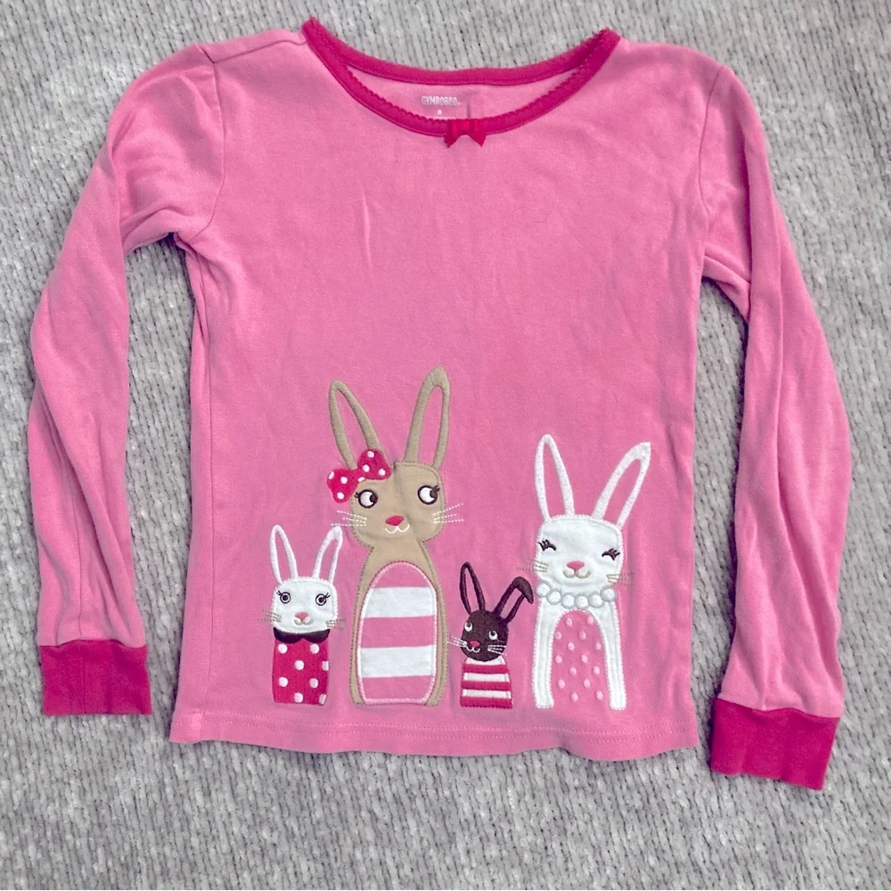 Gymboree Pink Bunny Pajama Set Size 8 Long Sleeve Striped‎ Cotton PJs